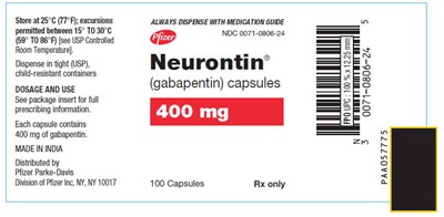 neurontin-12.jpg PRINCIPAL DISPLAY PANEL - 400 mg Capsule Bottle Label - neurontin 12