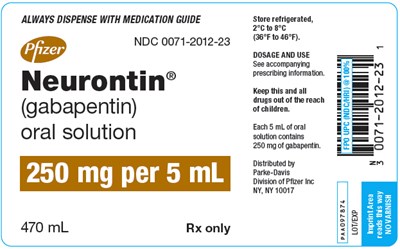 neurontin-17.jpg PRINCIPAL DISPLAY PANEL - 470 mL Bottle Label - neurontin 17