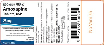 Image Description (Amoxapine Tablets 25 mg Bottle Label)