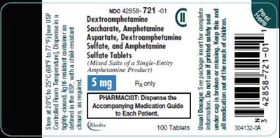 dextroamphetamine-01.jpg PRINCIPAL DISPLAY PANEL - 5 mg Tablet Bottle Label - dextroamphetamine 01