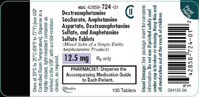 dextroamphetamine-04.jpg PRINCIPAL DISPLAY PANEL - 12.5 mg Tablet Bottle Label - dextroamphetamine 04