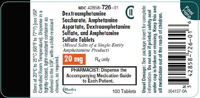dextroamphetamine-06.jpg PRINCIPAL DISPLAY PANEL - 20 mg Tablet Bottle Label - dextroamphetamine 06