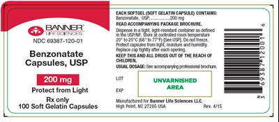 benzonatate-03.jpg Principal Display Panel - 200 mg Capsule Bottle Label - benzonatate 03