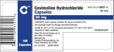 cevimeline-02.jpg PRINCIPAL DISPLAY PANEL - 30 mg Capsule Bottle Label - cevimeline 02