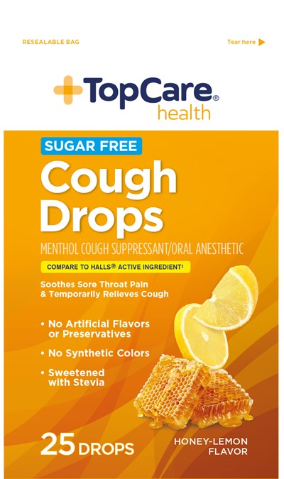 Front Panel - 20221211 03 09412 COUGH DROP HONEY LEMON SF 25CT TOPCO    FRONTAL