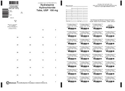 Hydralazine HCl 100mg Tabs bingo card label - hydralazone hcl 100mg hetero camber 2