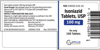 isoniazid-02.jpg PRINCIPAL DISPLAY PANEL - 100 mg Tablet Bottle Label - isoniazid 02
