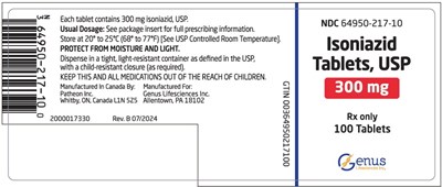 isoniazid-03.jpg PRINCIPAL DISPLAY PANEL - 300 mg Tablet Bottle Label - isoniazid 03