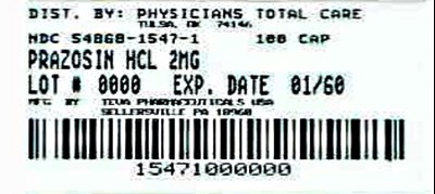 Prazosin HCl Capsules 2 mg 100s Label (1547)