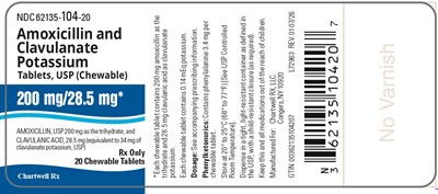 "image Description" (Amox Clavu Pot Tabs(chew) 200mg 28pt5mg 20s Bottle Label)