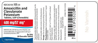 "image Description" (Amox Clavu Pot Tabs(chew) 400mg 57mg 20s Bottle Label)
