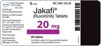 jakafi-10.jpg Jakafi (Ruxolitinib) 20mg Tablets - 60 Tablet Bottle Label - jakafi 10