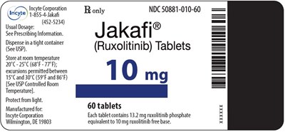 jakafi-8.jpg Jakafi (Ruxolitinib) 10mg Tablets - 60 Tablet Bottle Label - jakafi 8