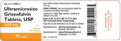 125 mg, 100 Tablets - NDC 0115-1724-01 - ultramicrosize griseofulvin tablets 2