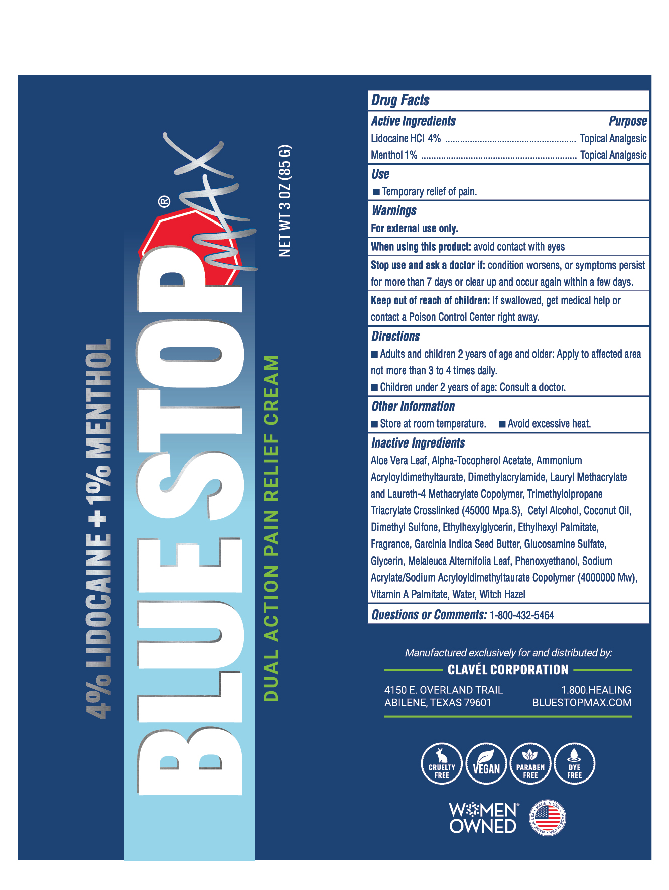 Bluestop Max Cream- Images NDC82714-002