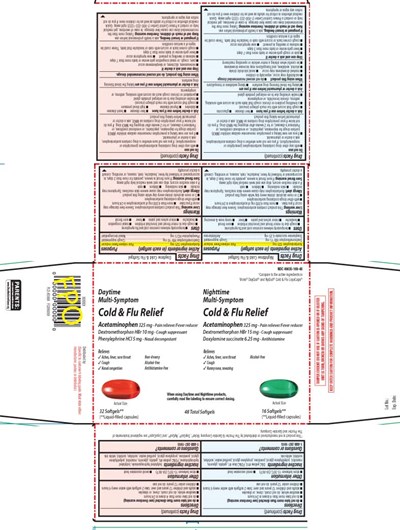Acetaminophen 325 mg, Dextromethorphan Hbr 10 mg, Phenylephrine HCl 5 mg, Acetaminophen 325 mg, Dextromethorphan Hbr 15 mg, Doxylamine Succinate 6.25 mg (Daytime Pe Nighttime No Pse Pe Softgels Pur 1)