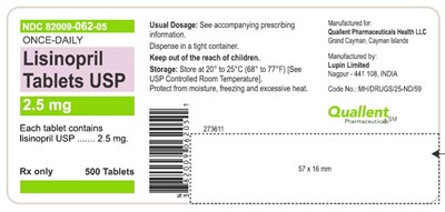 d2b42923-6e5f-47a1-9b31-4d019142a102-02.jpg LISINOPRIL TABLETS USPRx Only2.5 mgNDC 82009-062-05500 Tablets - d2b42923 6e5f 47a1 9b31 4d019142a102 02