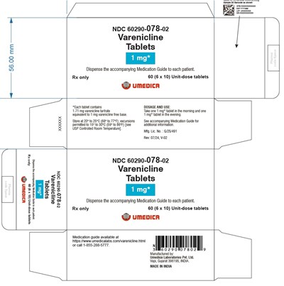 Image Description (Varenicline Tablets Carton 1mg)