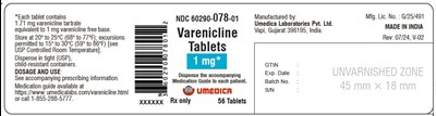 Image Description (Varenicline Tablets Label 1mg)