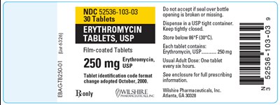 erythromycin-02.jpg PRINCIPAL DISPLAY PANEL - 250 mg Tablet Bottle Label - erythromycin 02