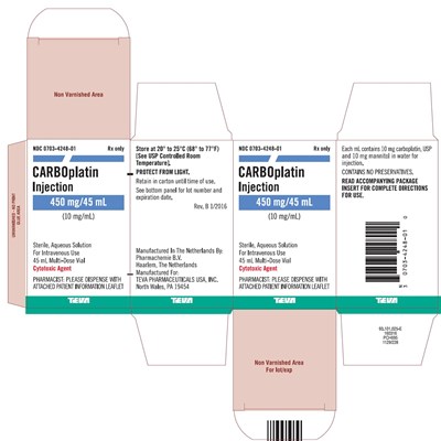 Carton 450 mg/45 mL (Carboplatin Injection Solution A077269 4)