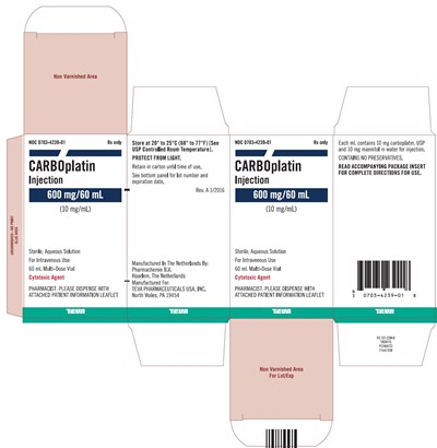 Carton 600 mg/60 mL (Carboplatin Injection Solution A077269 5)