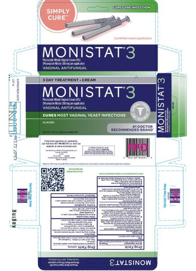 3 Day Treatment • Creammonistat® 3miconazole Nitrate Vaginal Cream (4%)(miconazole Nitrate 200 mg Per Applicator)vaginal Antifungalnet Wt. 0.18 Oz. (5g) Each Applicator (Monistat 3   3 Day Pre Filled 63736 015 18 01)