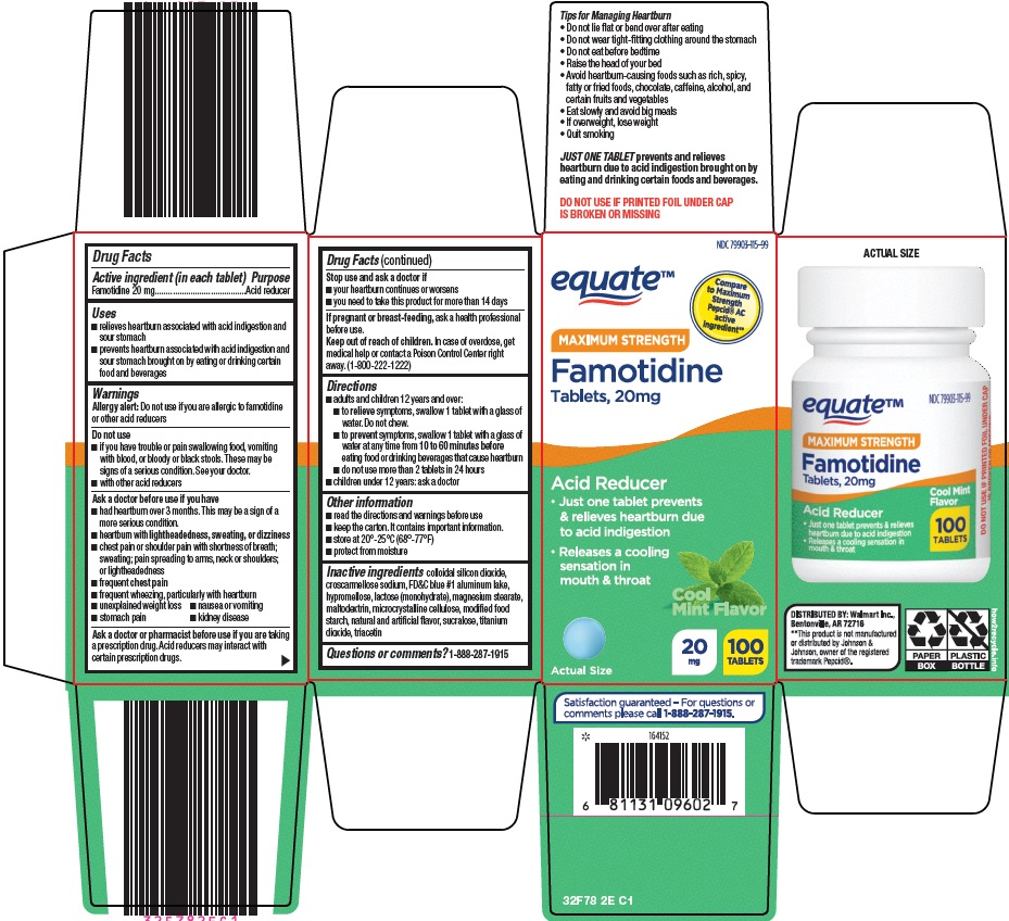 NDC 79903115 Equate Famotidine Images Packaging, Labeling & Appearance