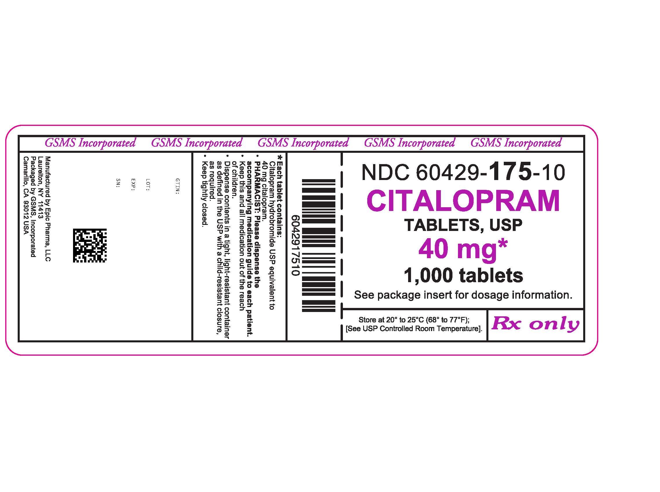 ndc-60429-174-citalopram-images-packaging-labeling-appearance