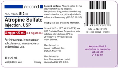 label - atropine ten vials carton label