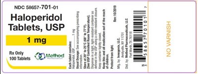 haloperidol-tablets-usp-04.jpg PRINCIPAL DISPLAY PANELNDC 58657-701-01Haloperidol Tablets, USP1 mgRx Only100 Tablets - haloperidol tablets usp 04