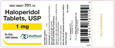 haloperidol-tablets-usp-05.jpg PRINCIPAL DISPLAY PANELNDC 58657-701-10Haloperidol Tablets, USP1 mgRx Only1000 Tablets - haloperidol tablets usp 05