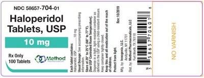 haloperidol-tablets-usp-0a.jpg PRINCIPAL DISPLAY PANELNDC 58657-704-01Haloperidol Tablets, USP10 mgRx Only100 Tablets - haloperidol tablets usp 0a