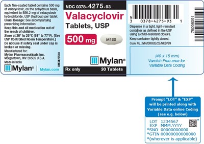 image-01.jpg Valacyclovir Tablets 500 mg Bottle Label - image 01