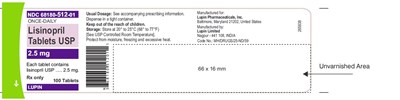 133b3fec-07f6-41f5-9c7c-50b66c4c0677-02.jpg LISINOPRIL TABLETS USPRx Only2.5 mgNDC 68180-512-01100 Tablets - 133b3fec 07f6 41f5 9c7c 50b66c4c0677 02