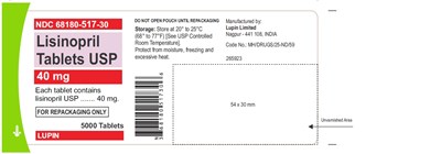 Lisinopril Tablets Usp40 mgndc 68180-517-305000 Tablets Bulk Pouch For Repackaging (133b3fec 07f6 41f5 9c7c 50b66c4c0677 08)