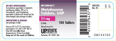 metolazone-02.jpg PRINCIPAL DISPLAY PANEL - 2½ mg Bottle Label - metolazone 02