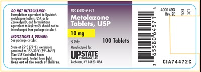 metolazone-04.jpg PRINCIPAL DISPLAY PANEL - 10 mg Bottle Label - metolazone 04
