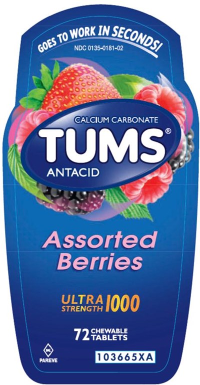 Tums Ultra Assorted Berries 72 count front label - image 03