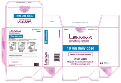 lenvima-0c.jpg PRINCIPAL DISPLAY PANELNDC 62856-720-30Lenvima(lenvatinib) capsules20 mg daily dose30 day supply20 mg daily- dose carton containing 6 cards - lenvima 0c