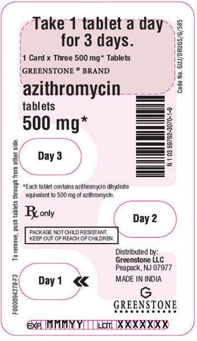 azithromycin-10.jpg PRINCIPAL DISPLAY PANEL - 500 mg - 3 Day Blister Pack - azithromycin 10