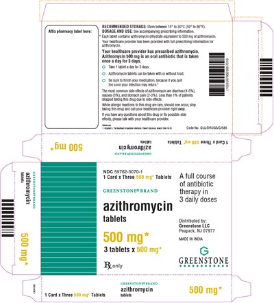 PRINCIPAL DISPLAY PANEL - 500 mg - 3 Day Blister Pack Carton - azithromycin 11