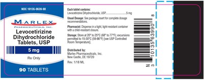 Principal Display Panelndc 10135-0639-90levocetirizine Dihydrochloride Tablets, Usp5 mg90 Tabletsrx Only (Levocetirizine 03)