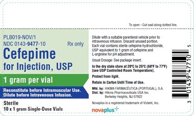 Carton Label (Cefepime For Injection Novaplus 3)