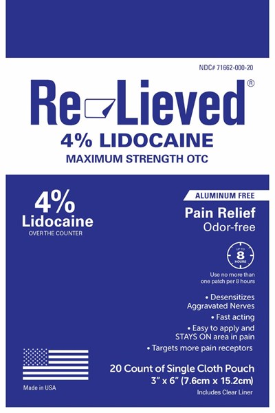 Relieved Lidocaine 4% 20 Count (Lido.20countpatch.front.v4)