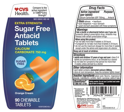 CVS Health Extra Strength Sugar Free Antacid  Tablets  Orange Cream 90 Count - 102AB96PVLFLB
