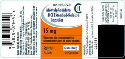 methylphenidate-05.jpg PRINCIPAL DISPLAY PANEL - 15 mg Capsule Bottle Label - methylphenidate 05