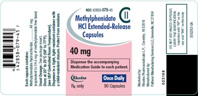 methylphenidate-08.jpg PRINCIPAL DISPLAY PANEL - 40 mg Capsule Bottle Label - methylphenidate 08