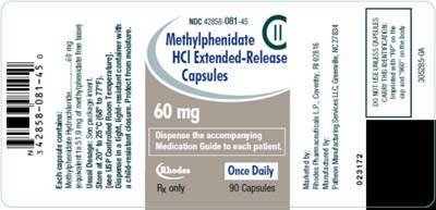 methylphenidate-10.jpg PRINCIPAL DISPLAY PANEL - 60 mg Capsule Bottle Label - methylphenidate 10
