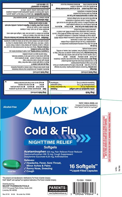 Acetaminophen 325 mg, Dextromethorphan HBr 15 mg, Doxylamine Succinate 6.25 mg - nighttime no pse pe softgels pur 1